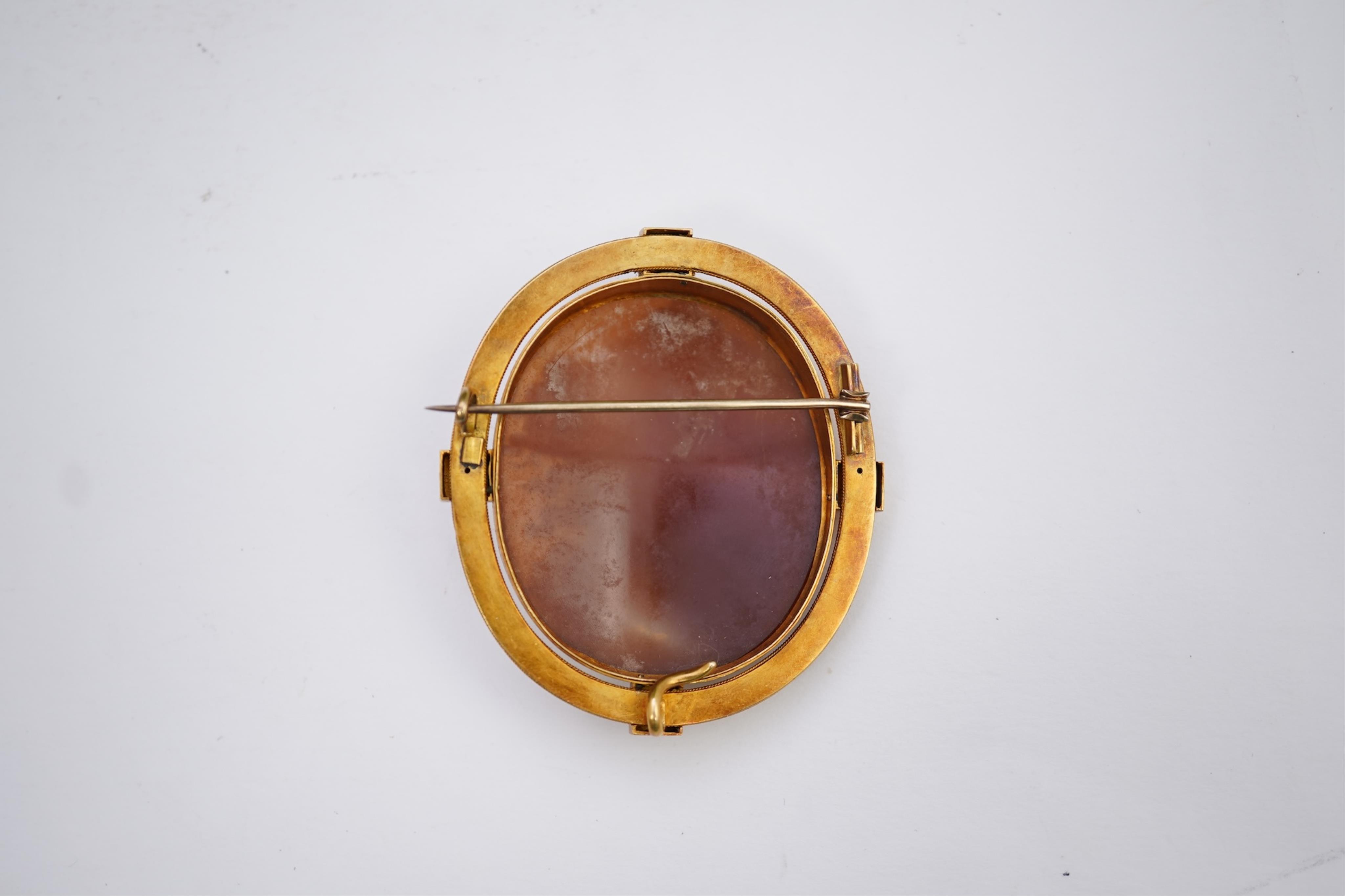 A carved shell cameo brooch, second half 19th century